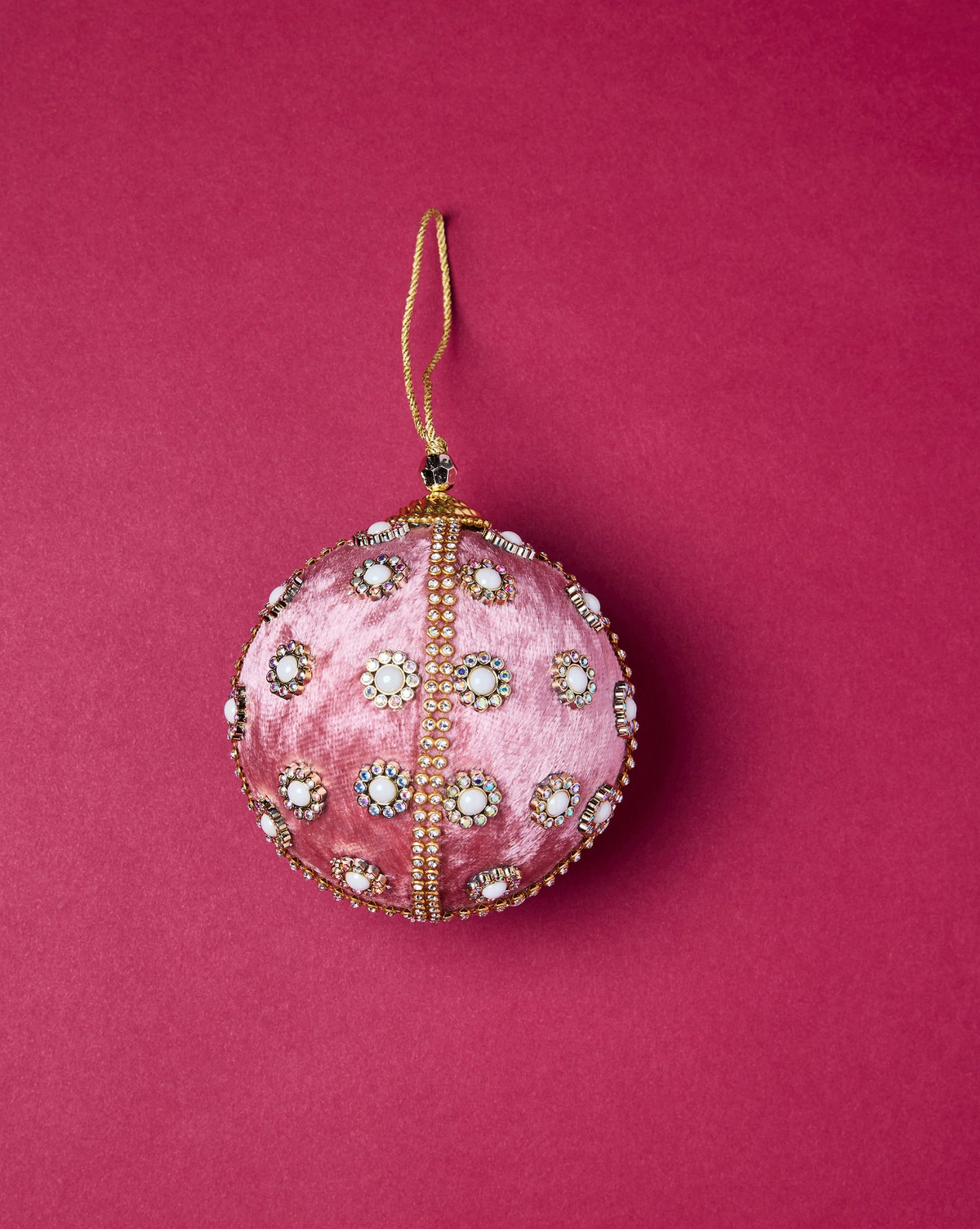 Kip & Co | Flower Crystal Pink Embellished Bauble