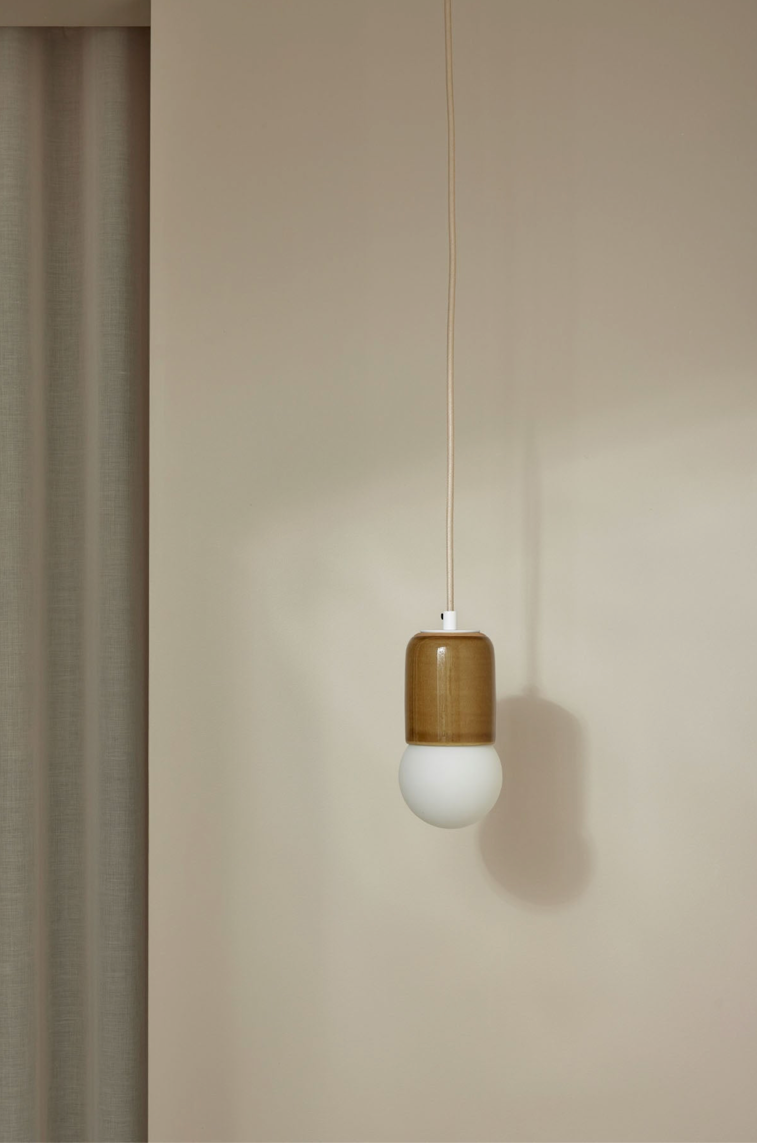 Terra 1 Ceramic Pendant Light – Chartreuse / White Satin – Marz Designs