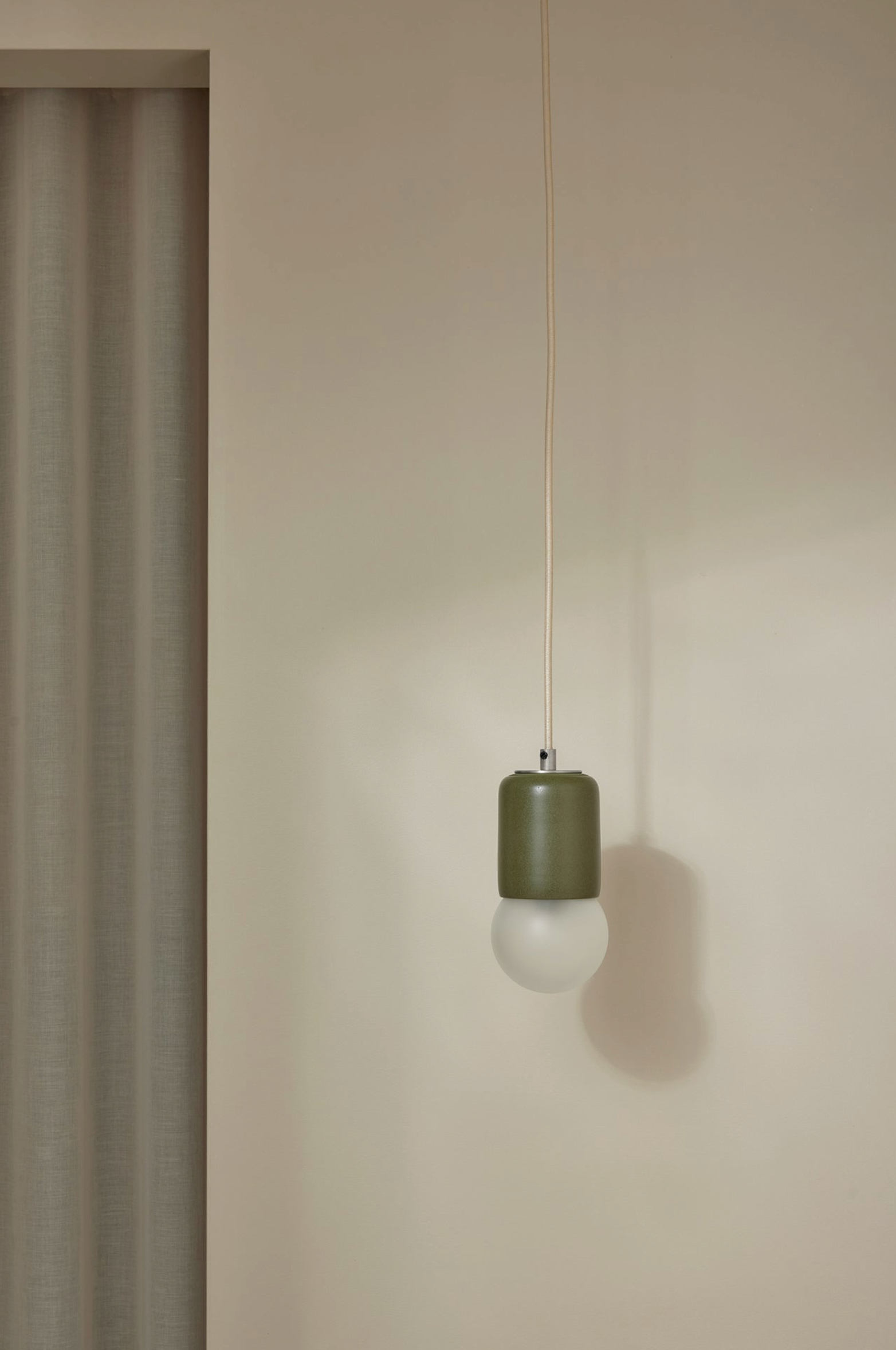 Terra 1 Ceramic Pendant Light – Olive / White Satin – Marz Designs