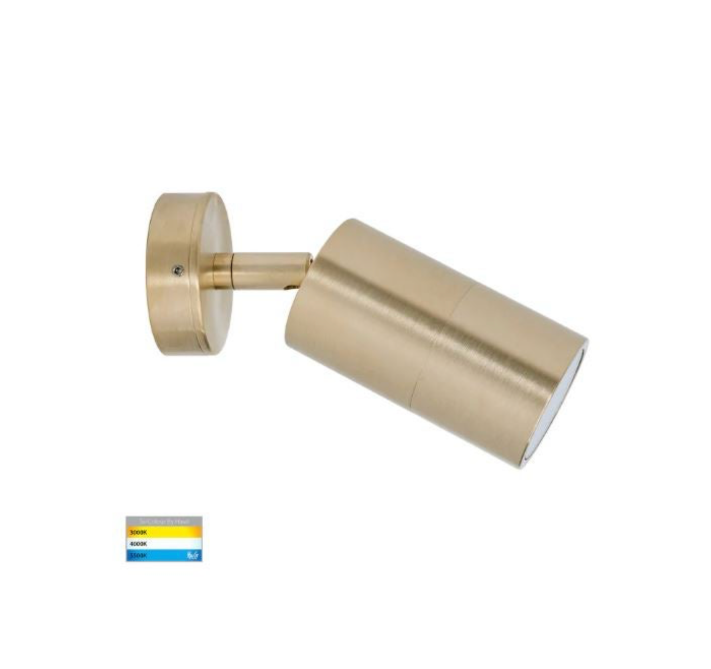 Gold wall-mounted light fixture on a white background