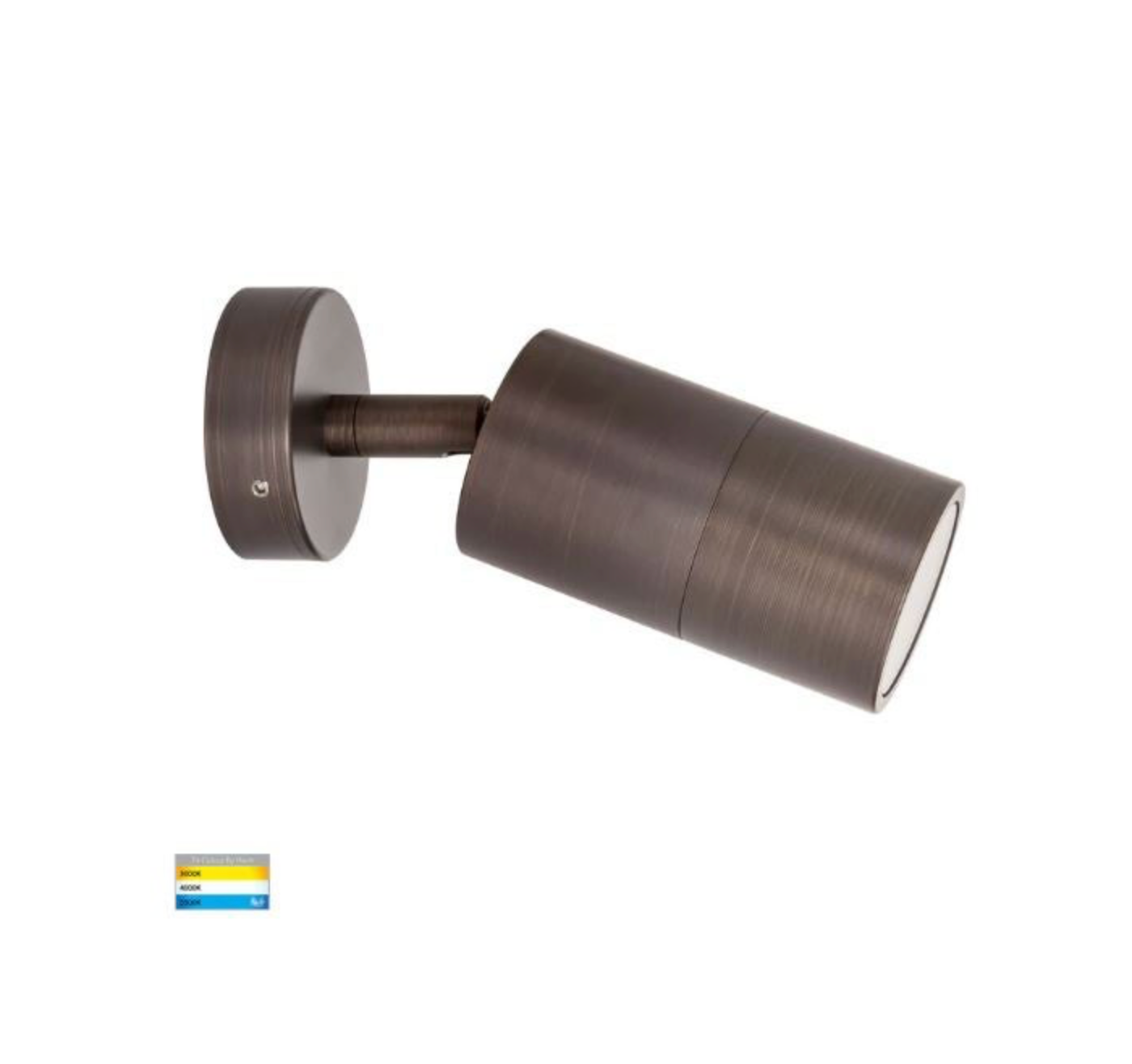 Bronze outdoor wall light fixture on a white background