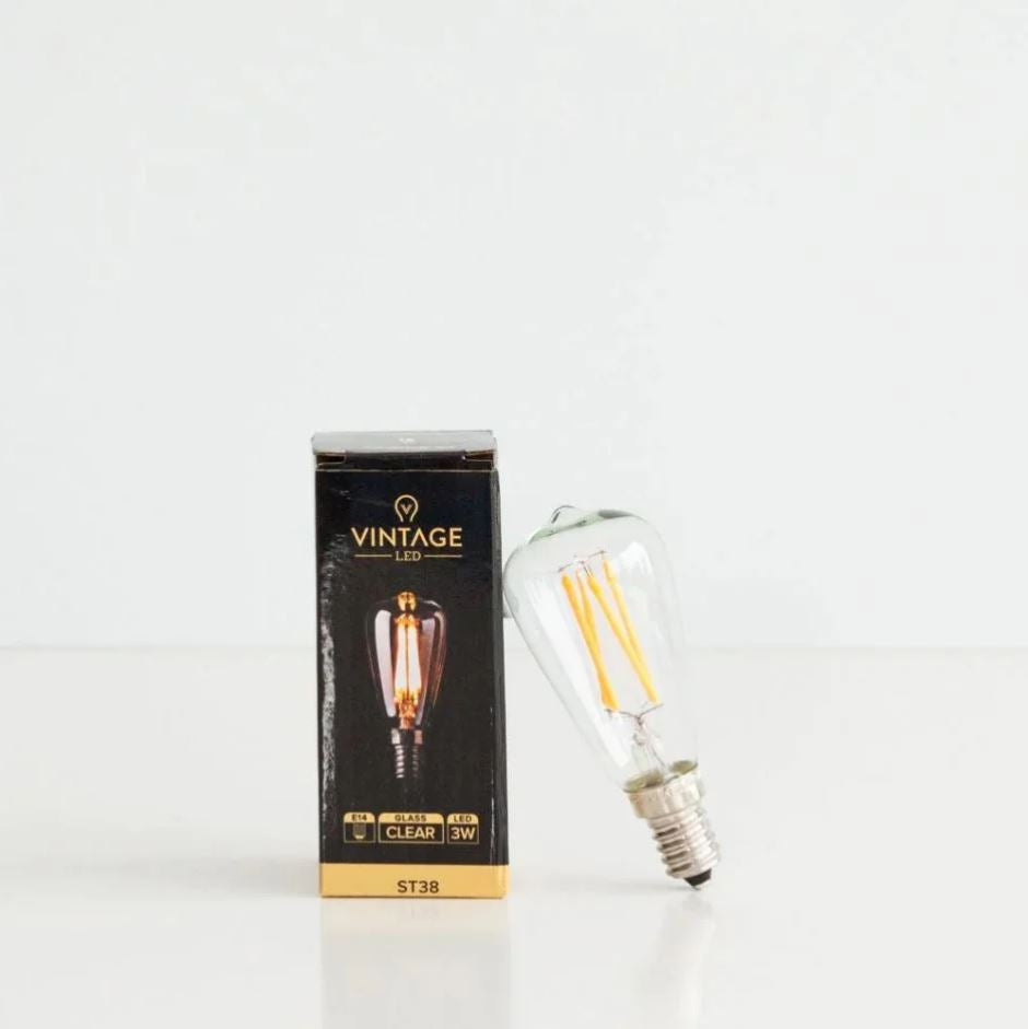 Vintage LED | Long Filament Clear Glass | Light Globe | ST38 3w E14 2200k