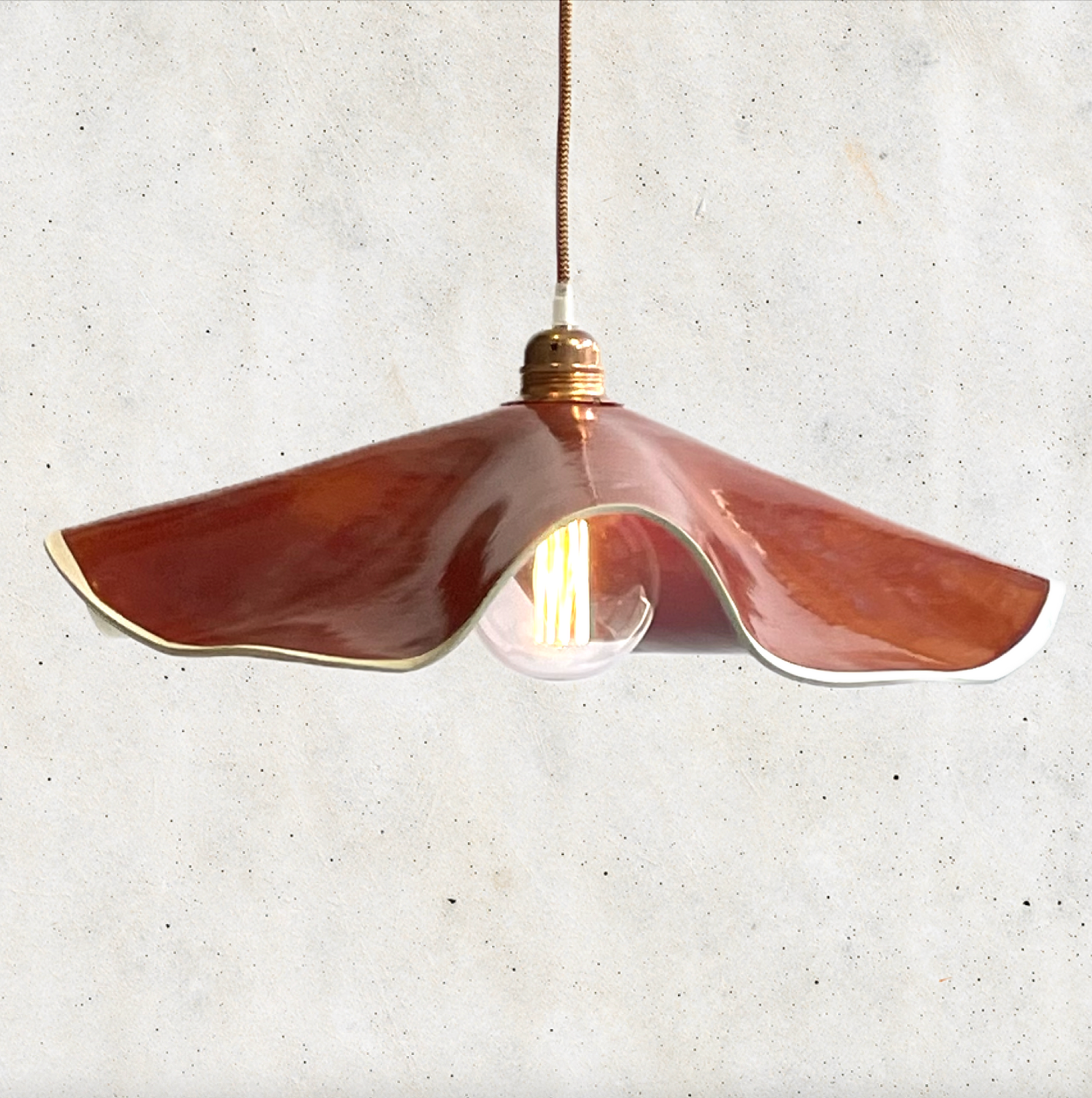 Marilyn Pendant Light Burnt Orange ceramic finish bold handcrafted pendant light made to order Lightingales