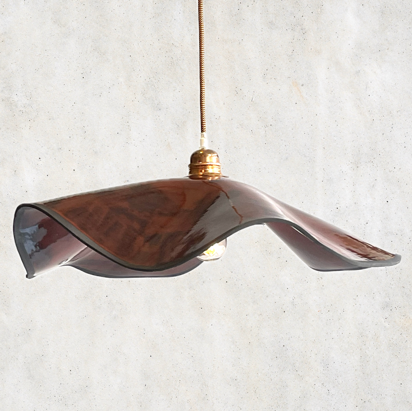 Marilyn Pendant Light Shiraz ceramic finish Copper metal handcrafted ceramic pendant light Australia Lightingales