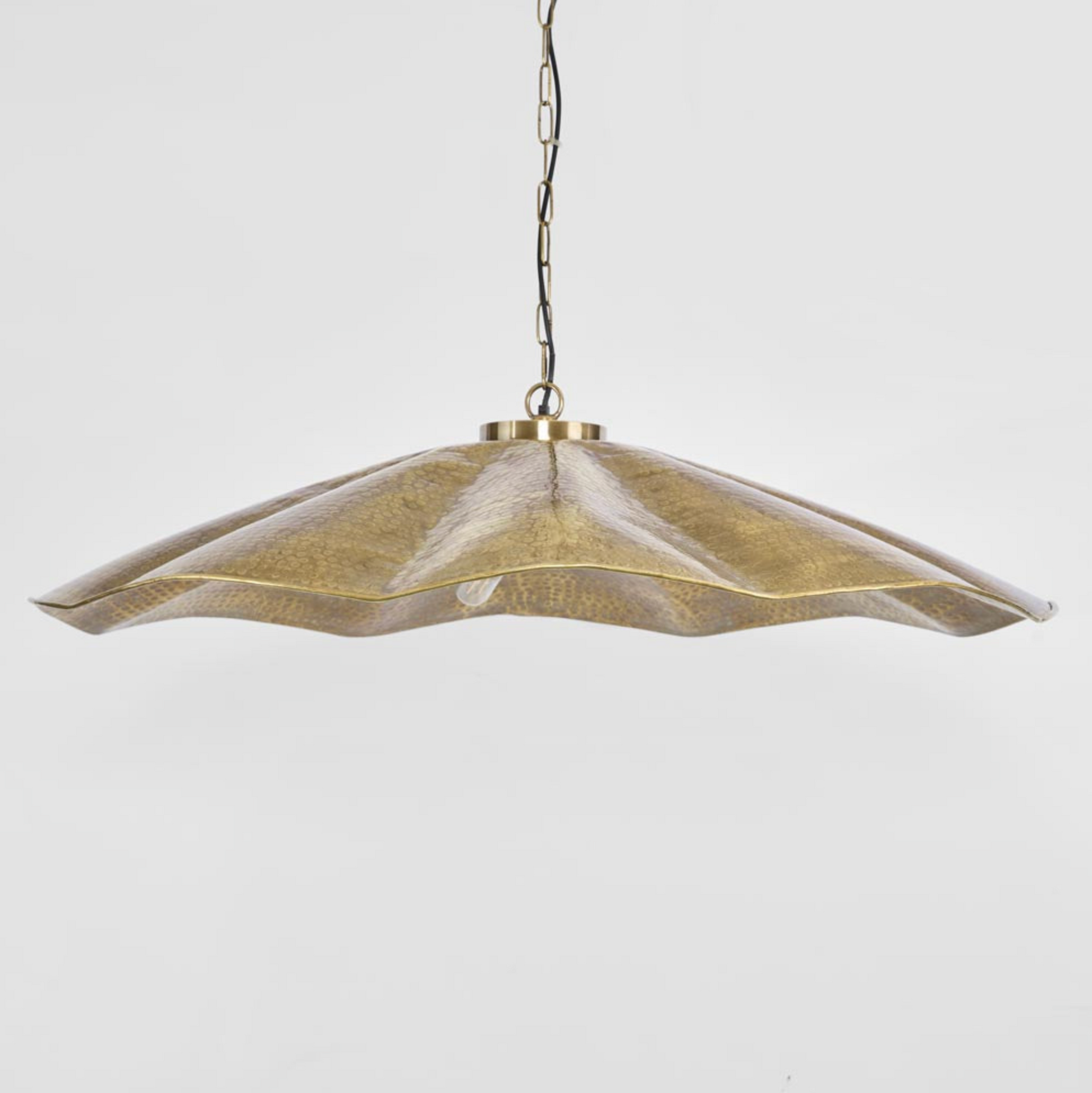 Melville Pendant Light hammered brass pendant top detail – Lightingales