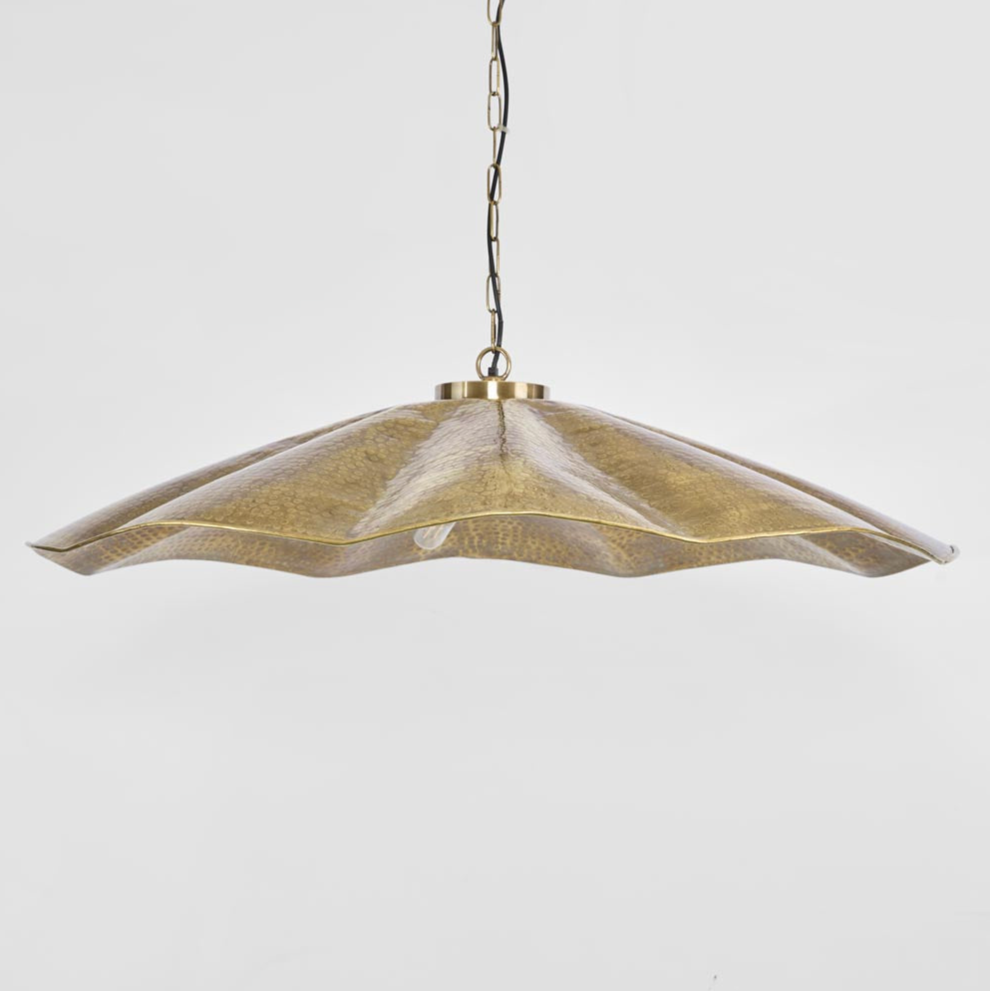 Melville Pendant Light hammered brass pendant top detail – Lightingales