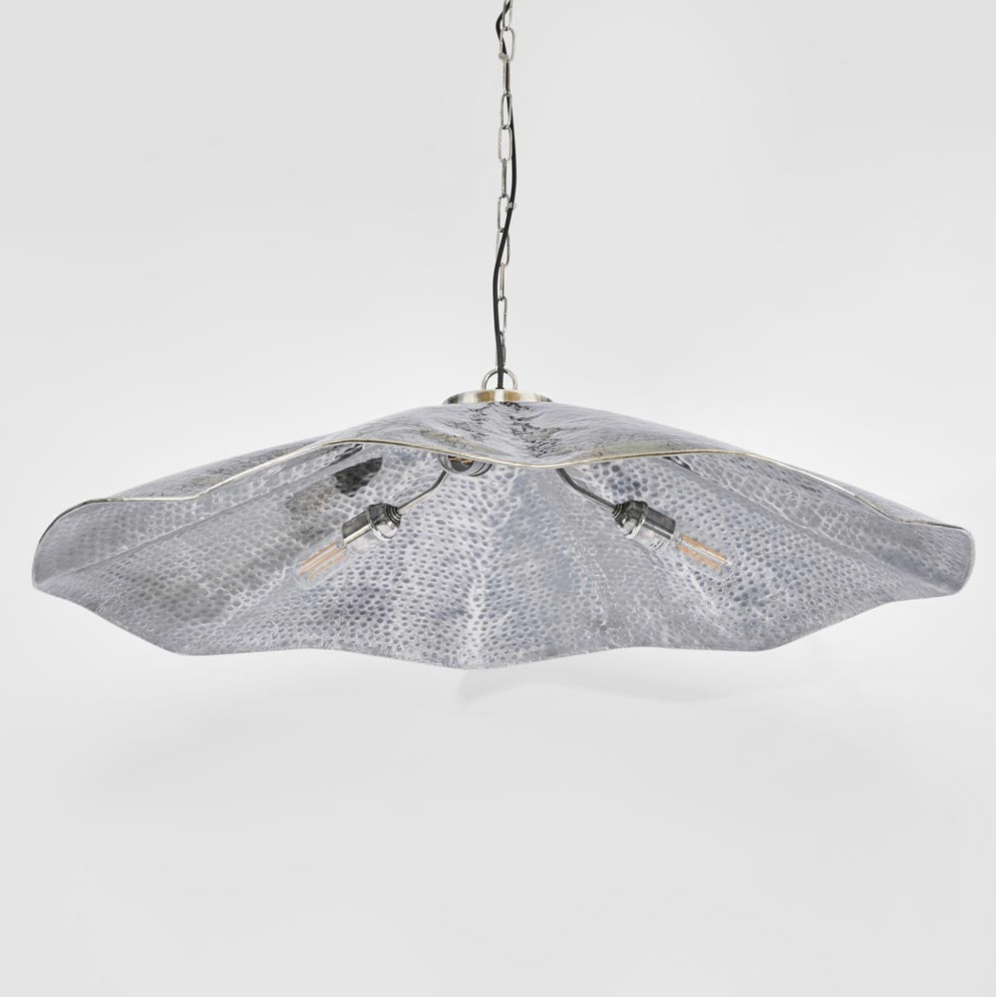 Melville Pendant Light hammered brass underside view showing bulb sockets – Lightingales