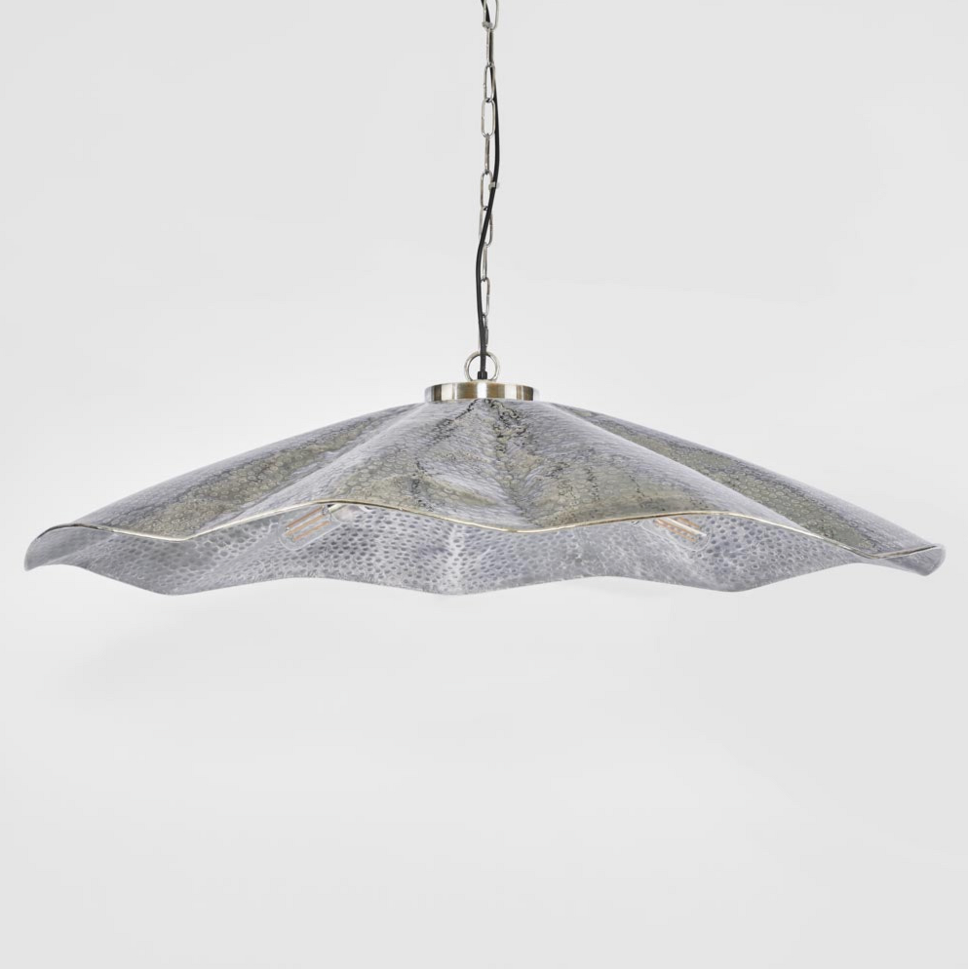 Melville Pendant Light hammered brass scalloped shade unlit product shot – Lightingales