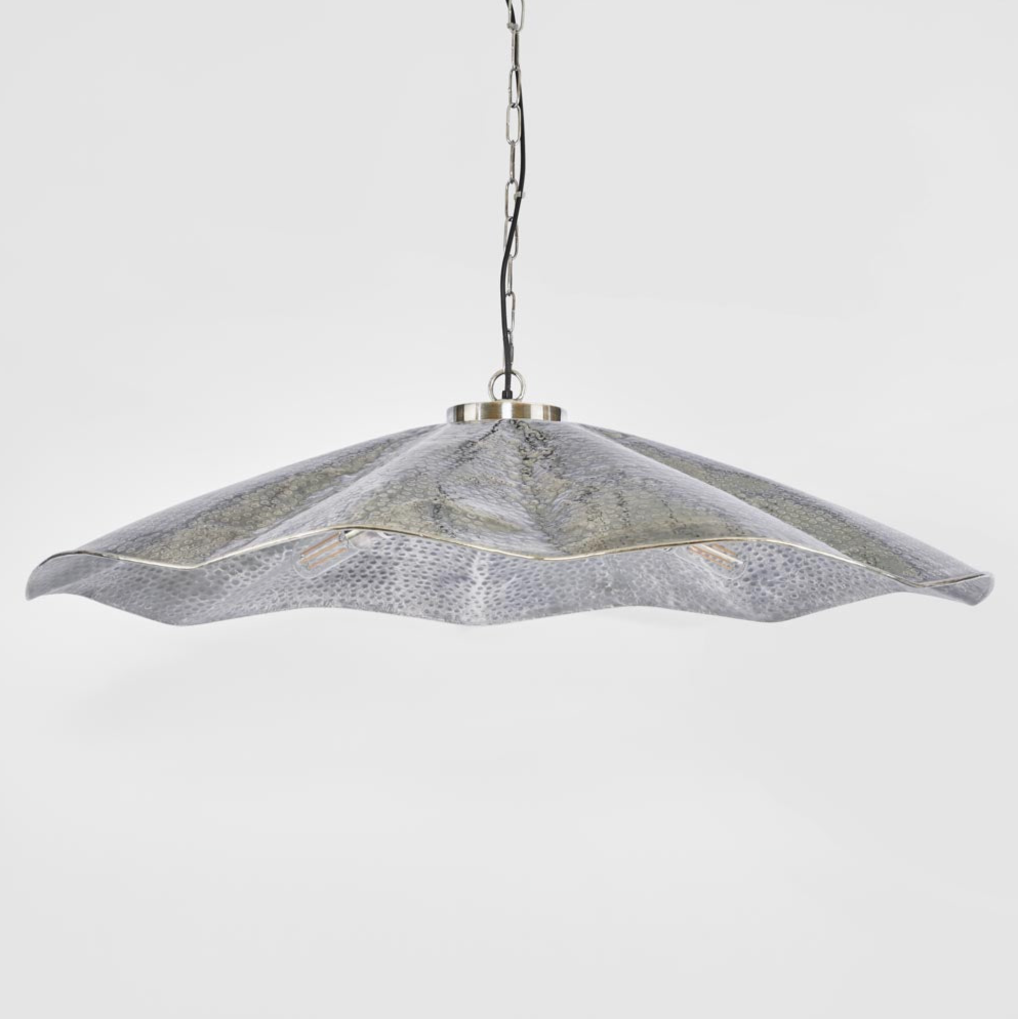 Melville Pendant Light hammered brass scalloped shade unlit product shot – Lightingales