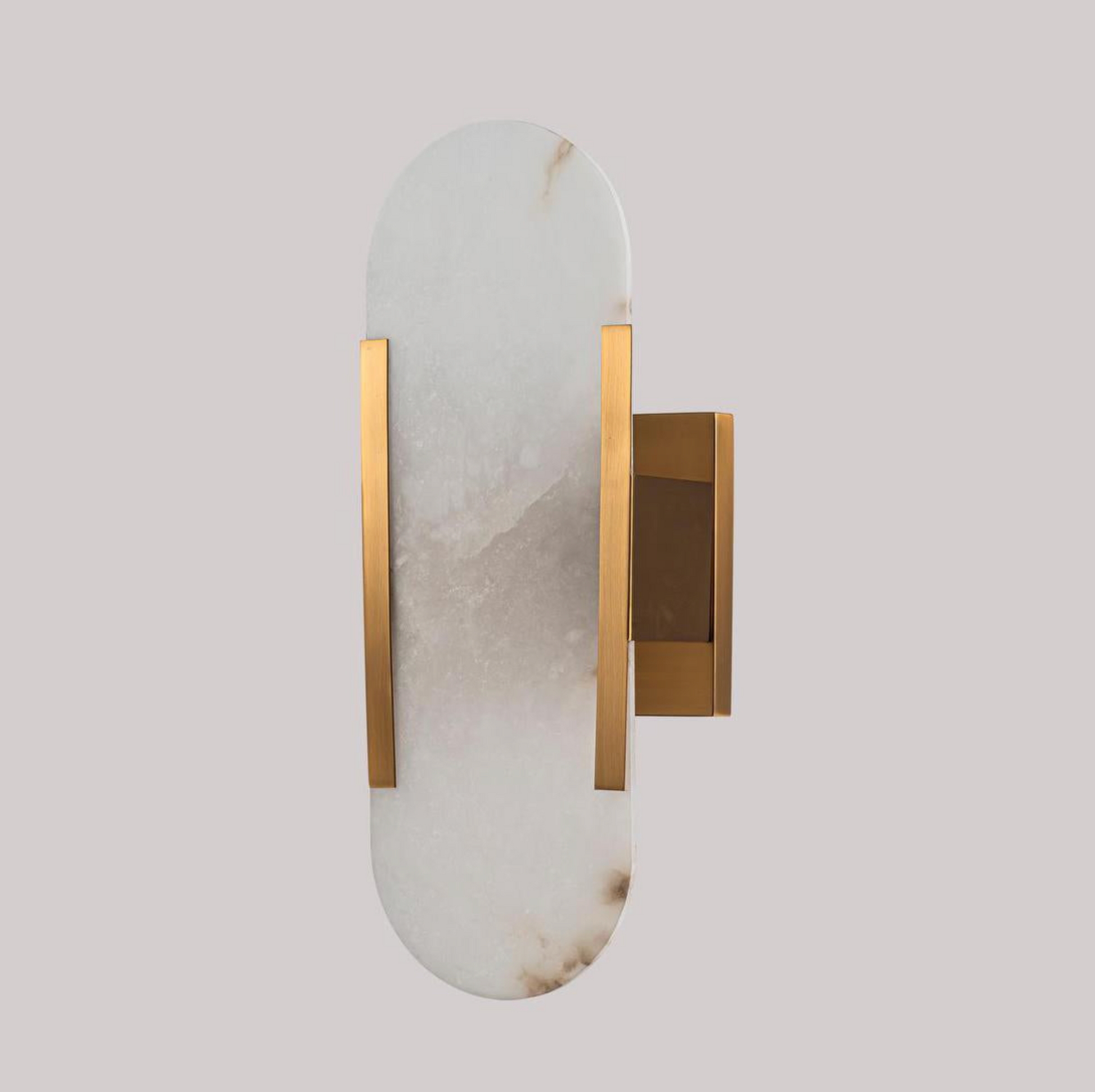 Yves Wall Light antique brass frame oval alabaster stone shade unlit product shot – Lightingales