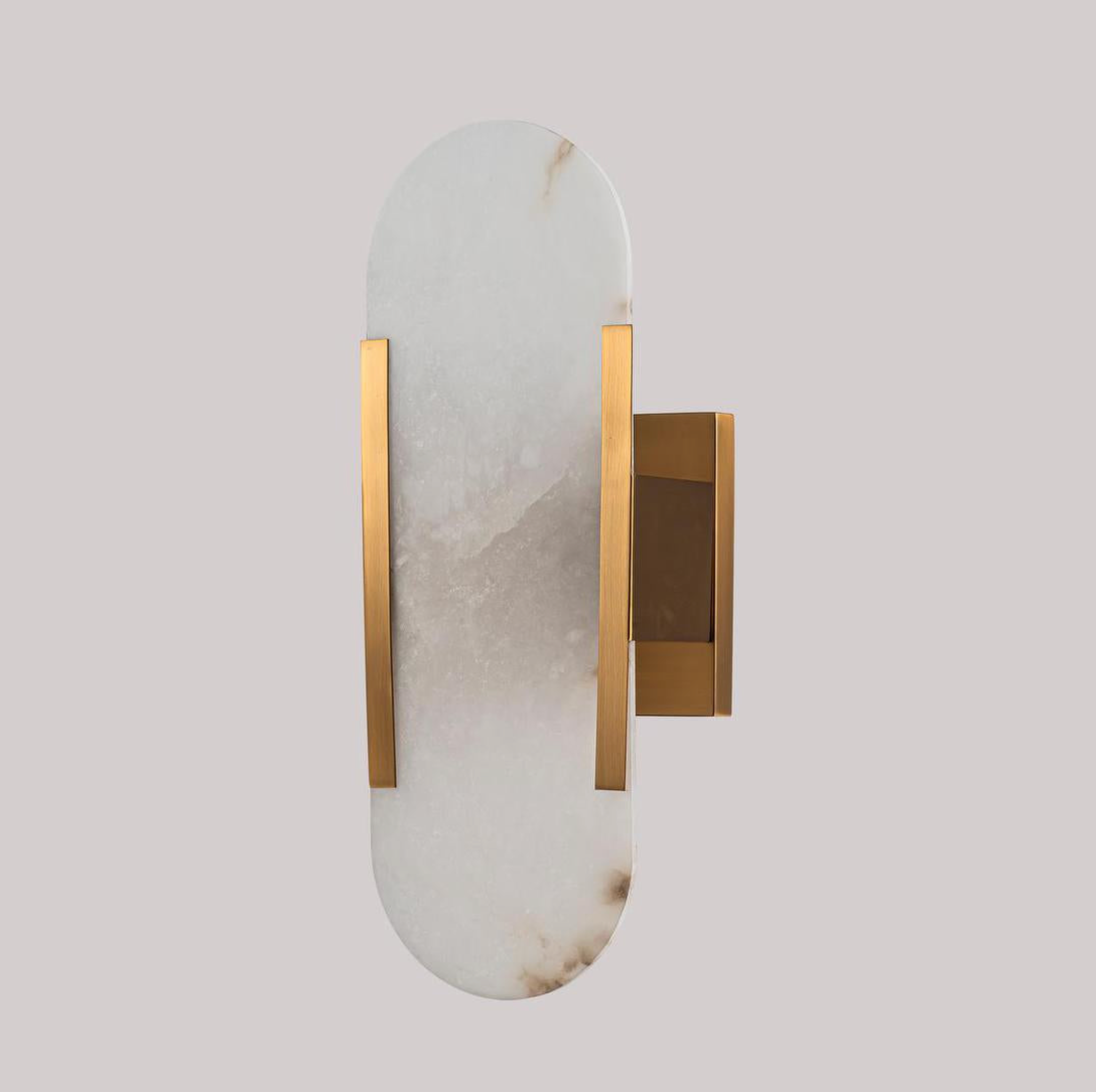 Yves Wall Light antique brass frame oval alabaster stone shade unlit product shot – Lightingales
