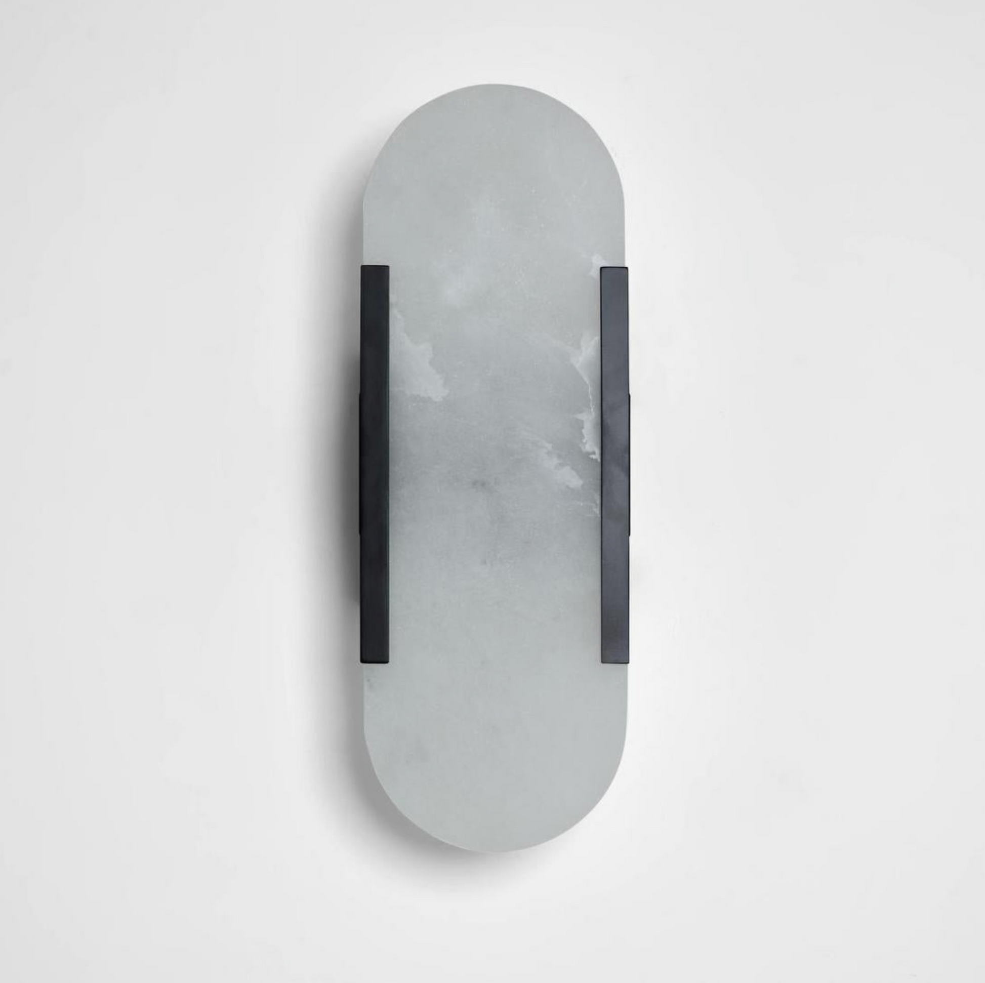 Yves Wall Light black frame alabaster stone shade front-facing product shot – Lightingales