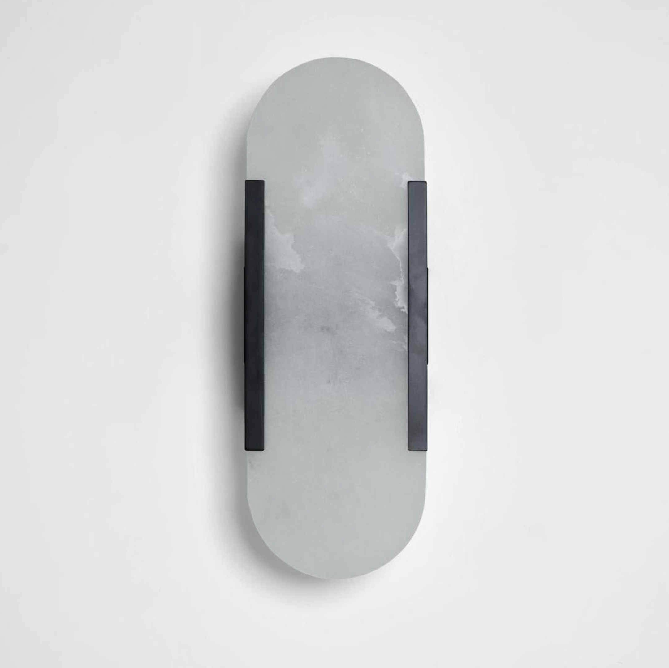 Yves Wall Light black frame alabaster stone shade front-facing product shot – Lightingales